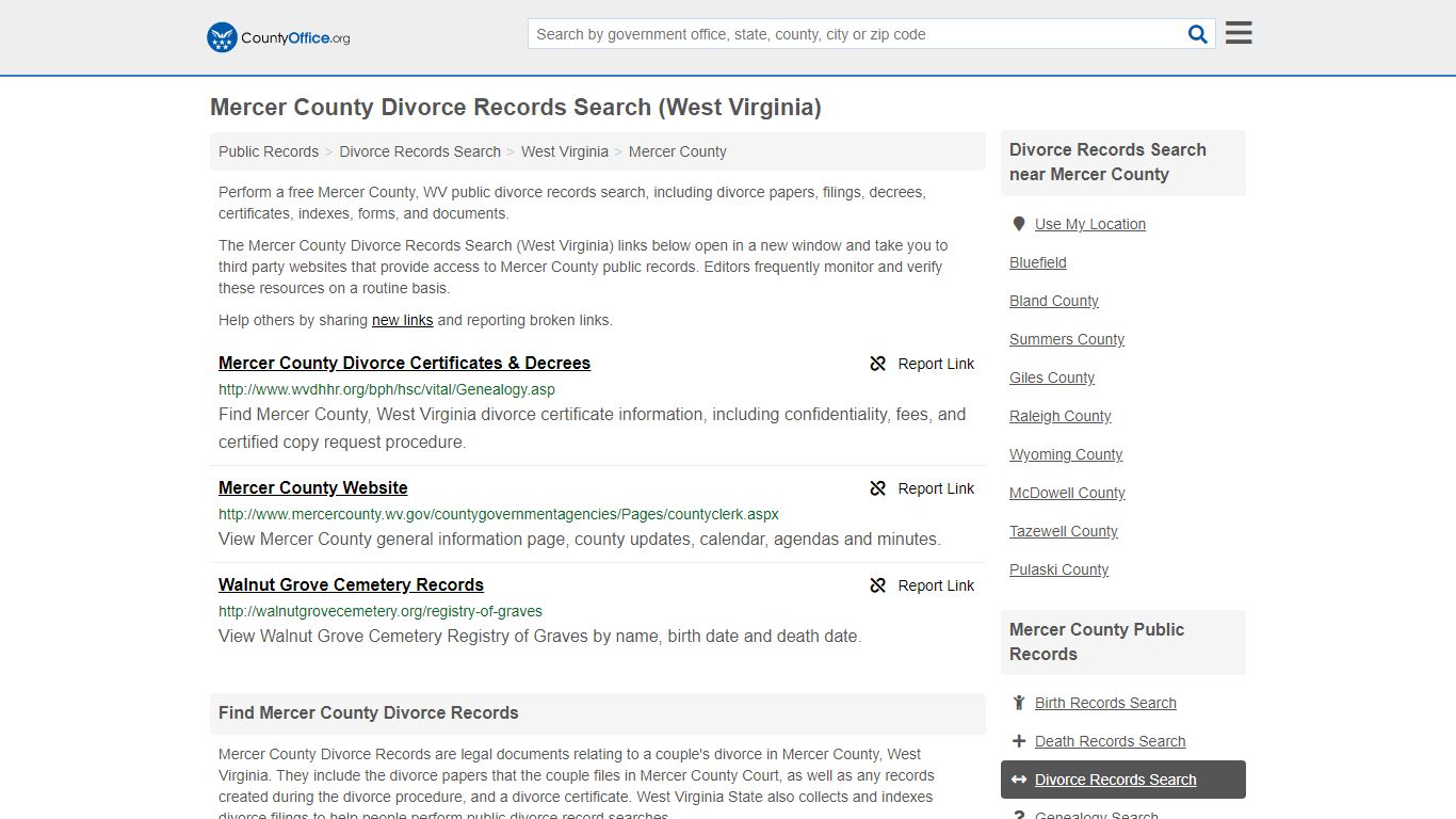 Divorce Records Search - Mercer County, WV (Divorce ...